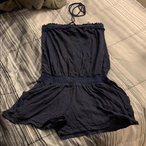 Navy blue strapless romper